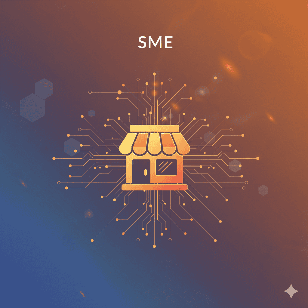 An infographic showing a business building with the word "SME" above it.