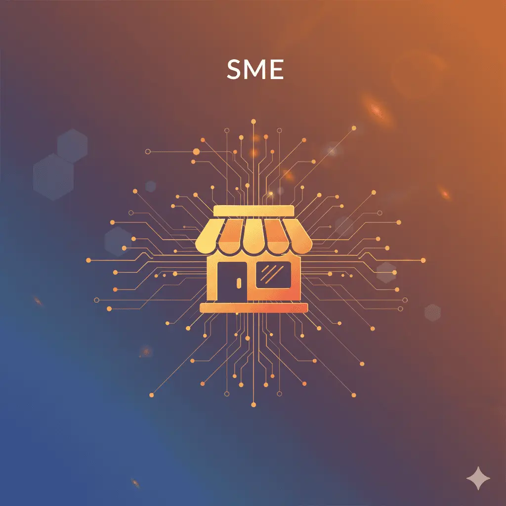 An infographic showing a business building with the word "SME" above it.