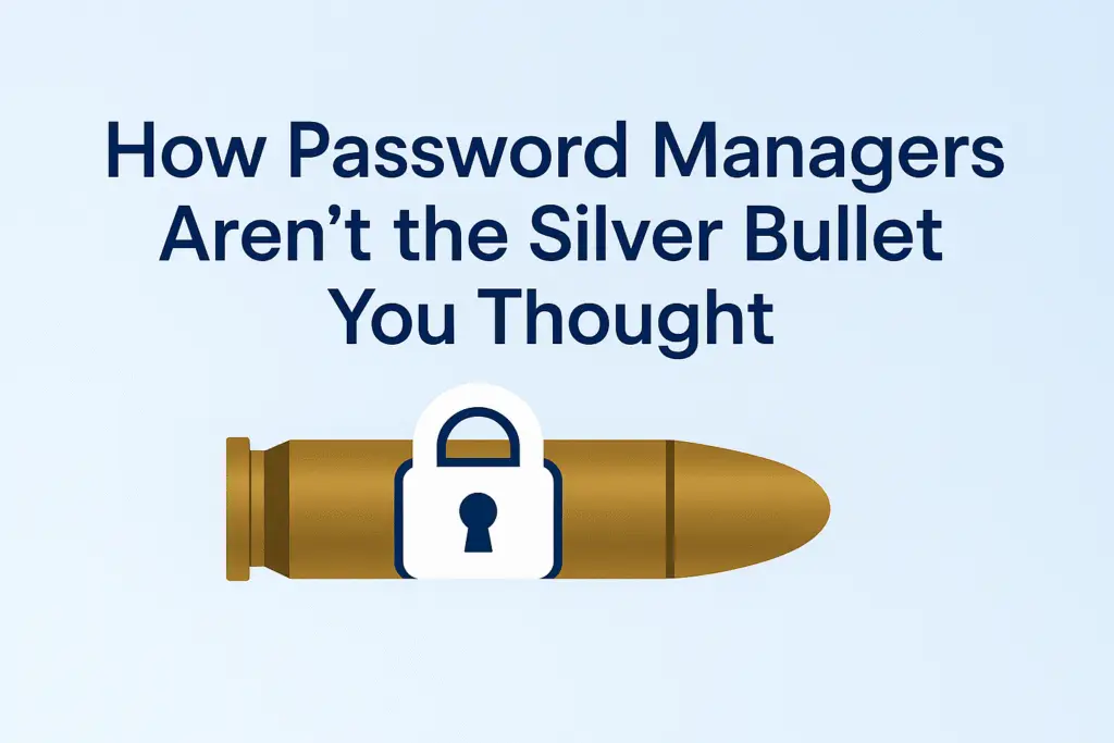 An infographic by GRC Hub which says How Password Managers Aren't the Silver Bullet You Thought.